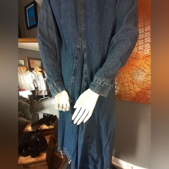Zara Denim Long Sleeve Belted Coat/Wrap Dress - Picture 3 of 16